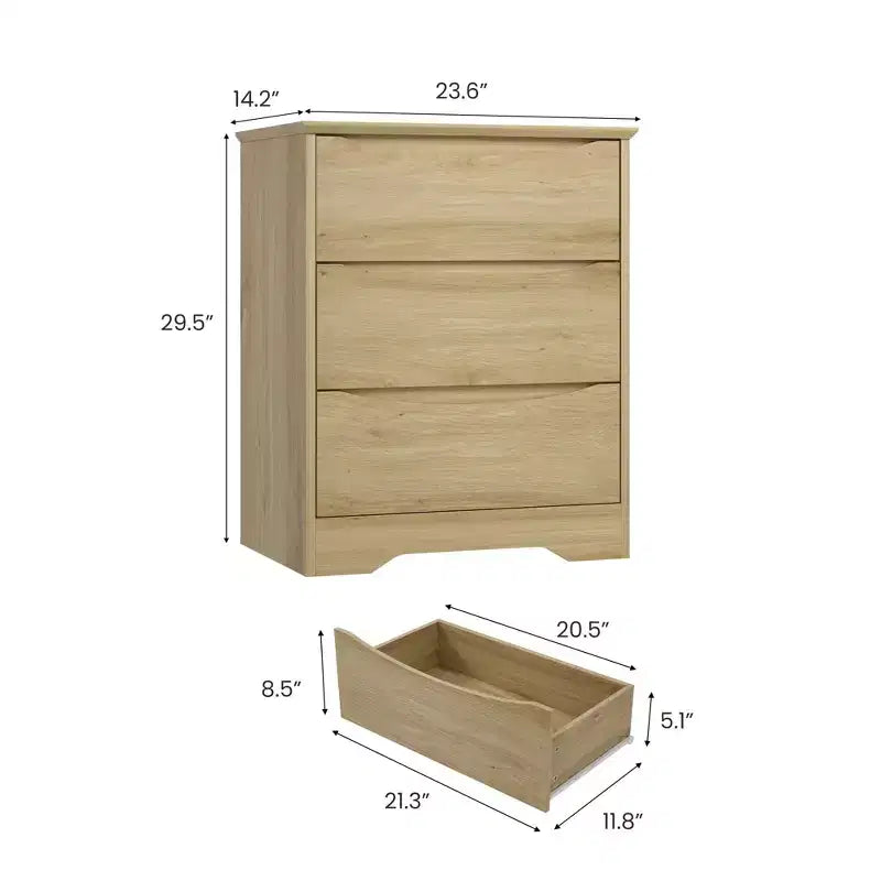 Commode à 3 tiroirs pour chambre à coucher, commode en bois de 75 cm de haut, petite commode de chevet, organisateur de rangement de vêtements pour chambre à coucher, couloir
