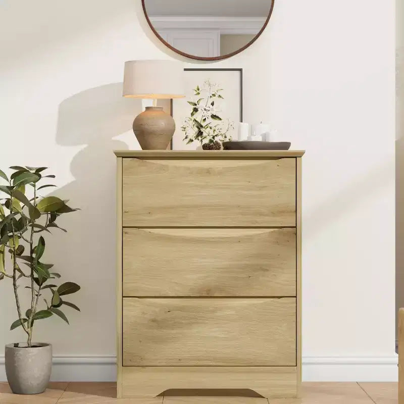 Commode à 3 tiroirs pour chambre à coucher, commode en bois de 75 cm de haut, petite commode de chevet, organisateur de rangement de vêtements pour chambre à coucher, couloir