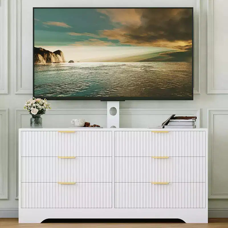 Meuble TV, Meuble console multimédia moderne en bois avec 6 tiroirs