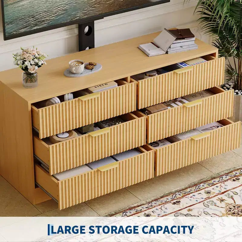 Meuble TV, Meuble console multimédia moderne en bois avec 6 tiroirs