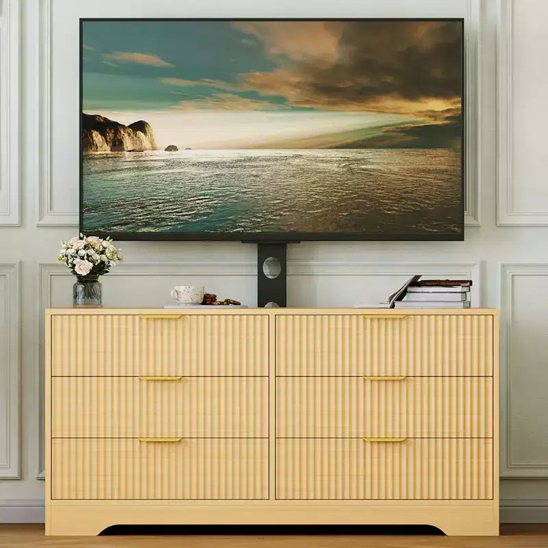 Meuble TV, Meuble console multimédia moderne en bois avec 6 tiroirs