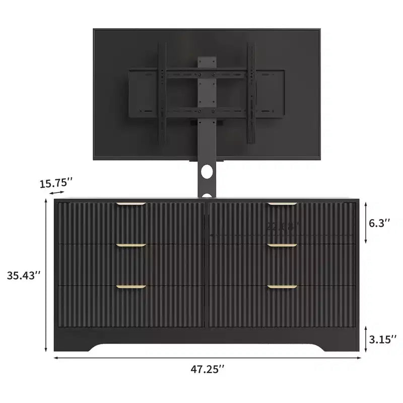 Meuble TV, Meuble console multimédia moderne en bois avec 6 tiroirs