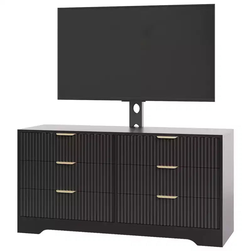 Meuble TV, Meuble console multimédia moderne en bois avec 6 tiroirs