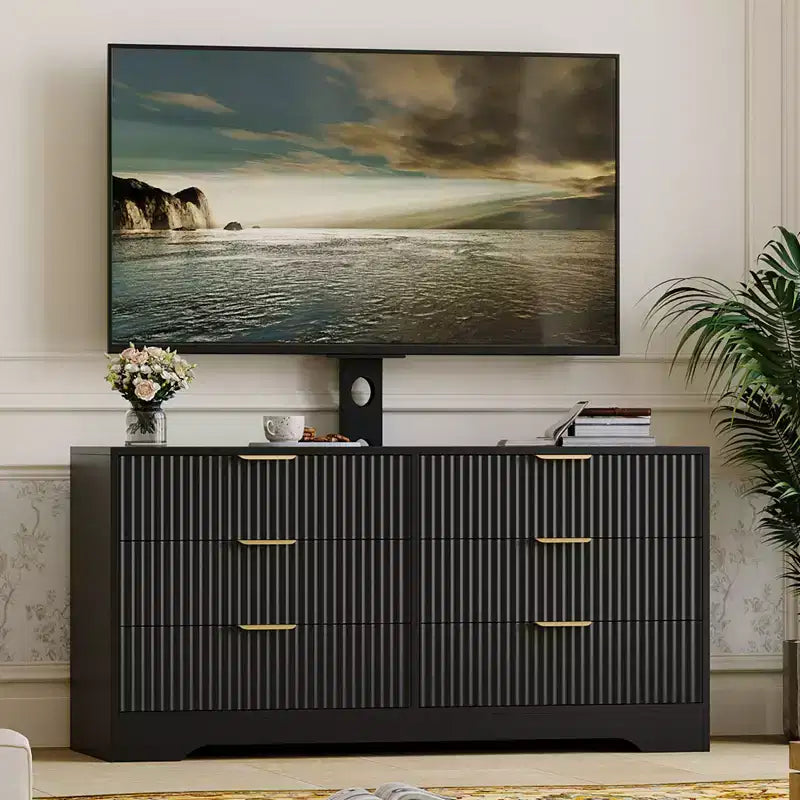 Meuble TV, Meuble console multimédia moderne en bois avec 6 tiroirs