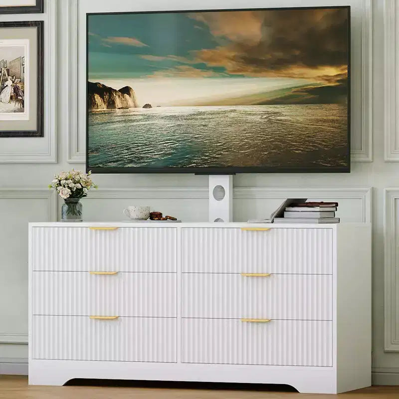 Meuble TV, Meuble console multimédia moderne en bois avec 6 tiroirs