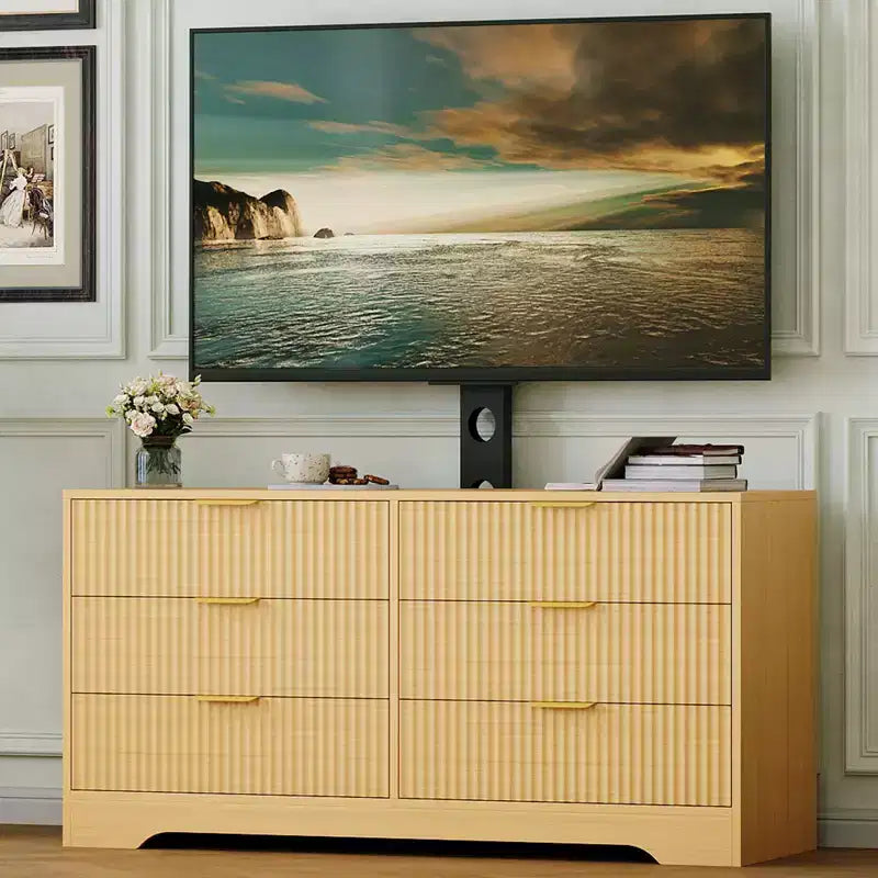 Meuble TV, Meuble console multimédia moderne en bois avec 6 tiroirs