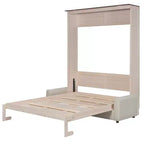 Lit escamotable Queen avec canapé en lin et lumières LED