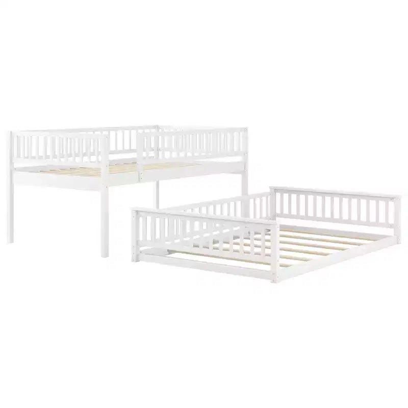 Lit en bois Queen Size ?Avec garde-corps, échelle, montage facile