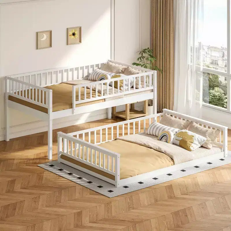 Lit en bois Queen Size ?Avec garde-corps, échelle, montage facile