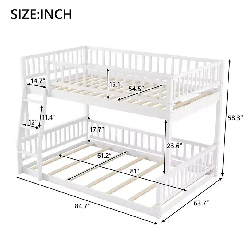 Lit en bois Queen Size ?Avec garde-corps, échelle, montage facile