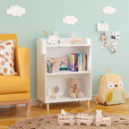 Organisateur de rangement de jouets pour enfants 3/4 niveaux, bibliothèque en bois pour enfants, présentoir, blanc