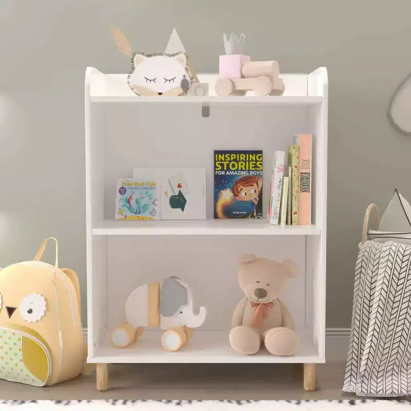 Organisateur de rangement de jouets pour enfants 3/4 niveaux, bibliothèque en bois pour enfants, présentoir, blanc