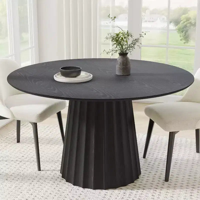 Table de salle à manger ronde de style Mid-Century, table de cuisine en bois pour 4 personnes - 52