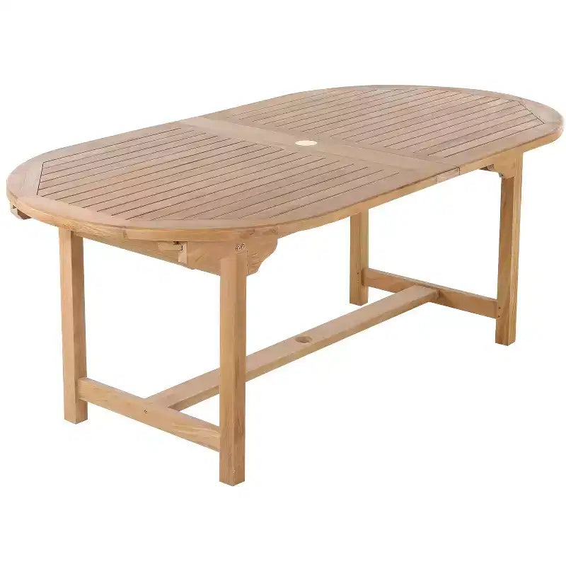 Table à manger d'extérieur naturelle et réglable pour 6-8 personnes, 79-118 pouces - Beige