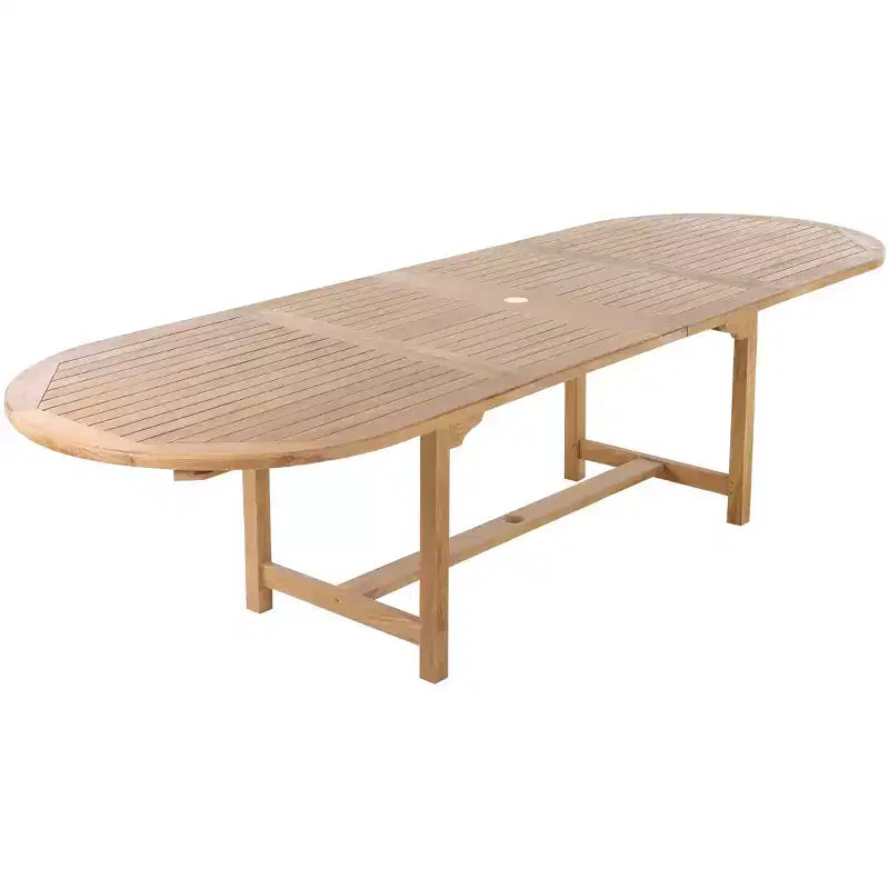 Table à manger d'extérieur naturelle et réglable pour 6-8 personnes, 79-118 pouces - Beige